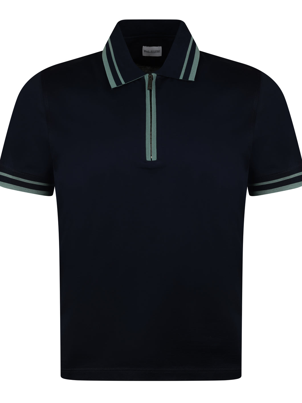 Pal Zileri Mercerised Zip Polo Navy