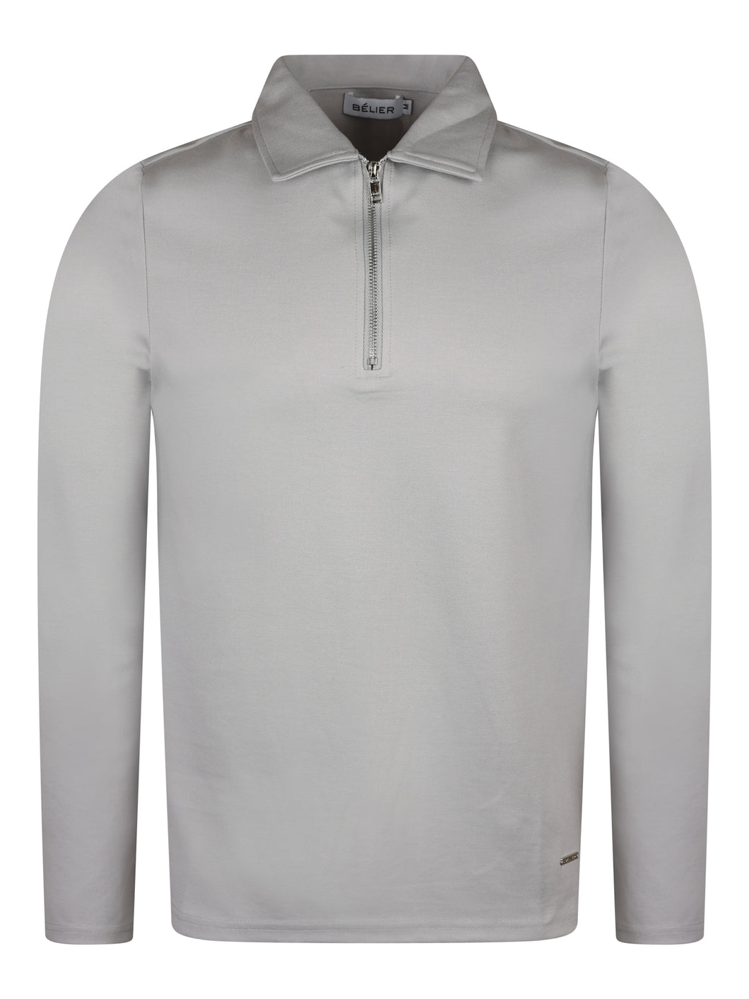 Belier Premium Zip L/S Polo Pebble