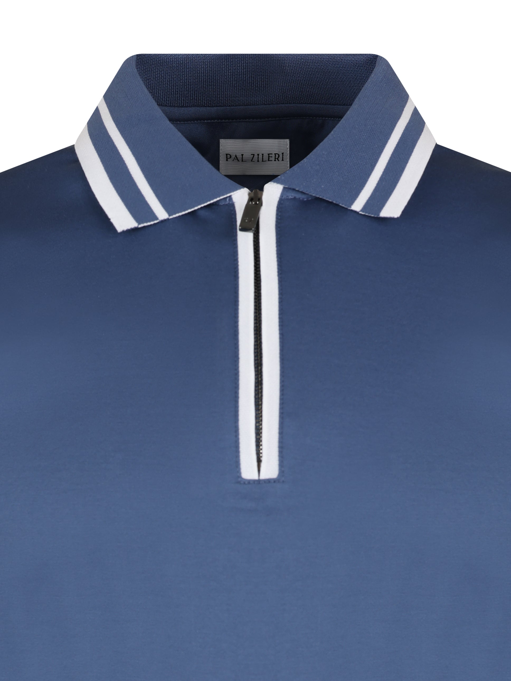 Load image into Gallery viewer, Pal Zileri Mercerised Zip Polo Blue
