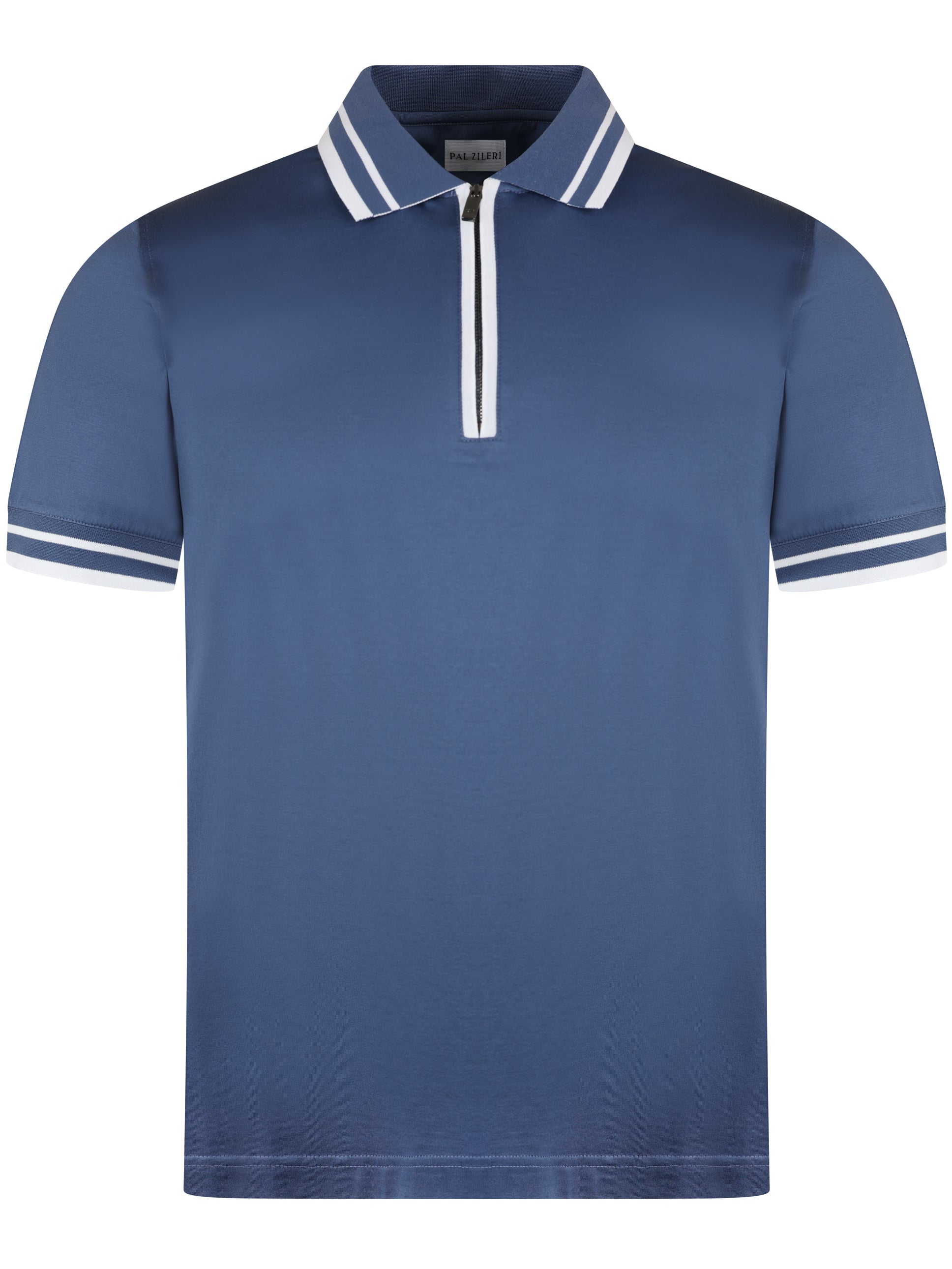 Load image into Gallery viewer, Pal Zileri Mercerised Zip Polo Blue
