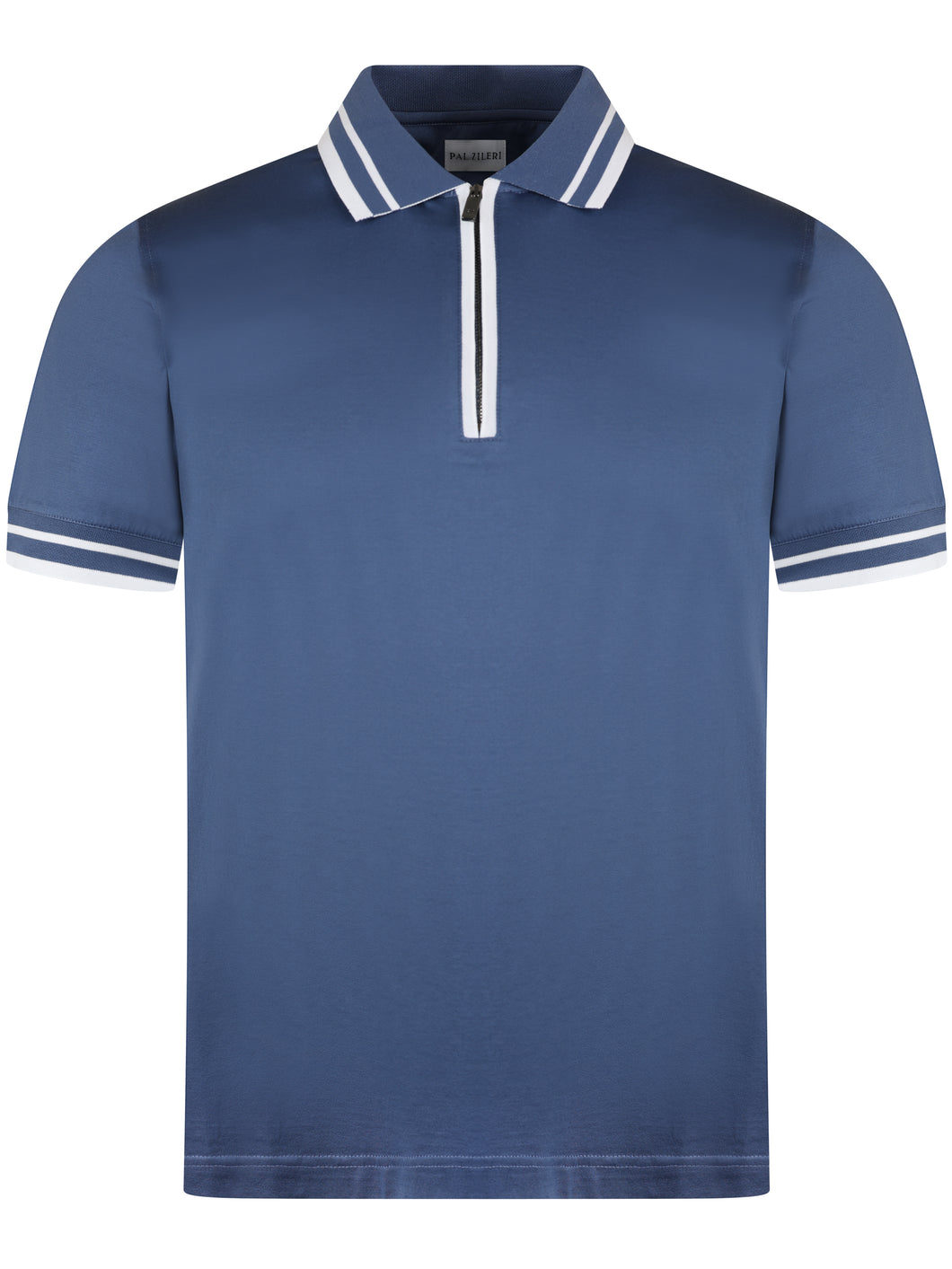 Pal Zileri Mercerised Zip Polo Blue