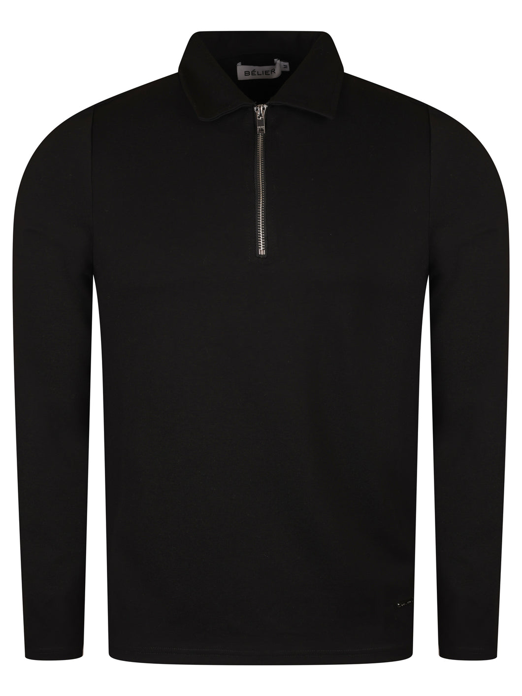 Belier Premium Zip L/S Polo Black