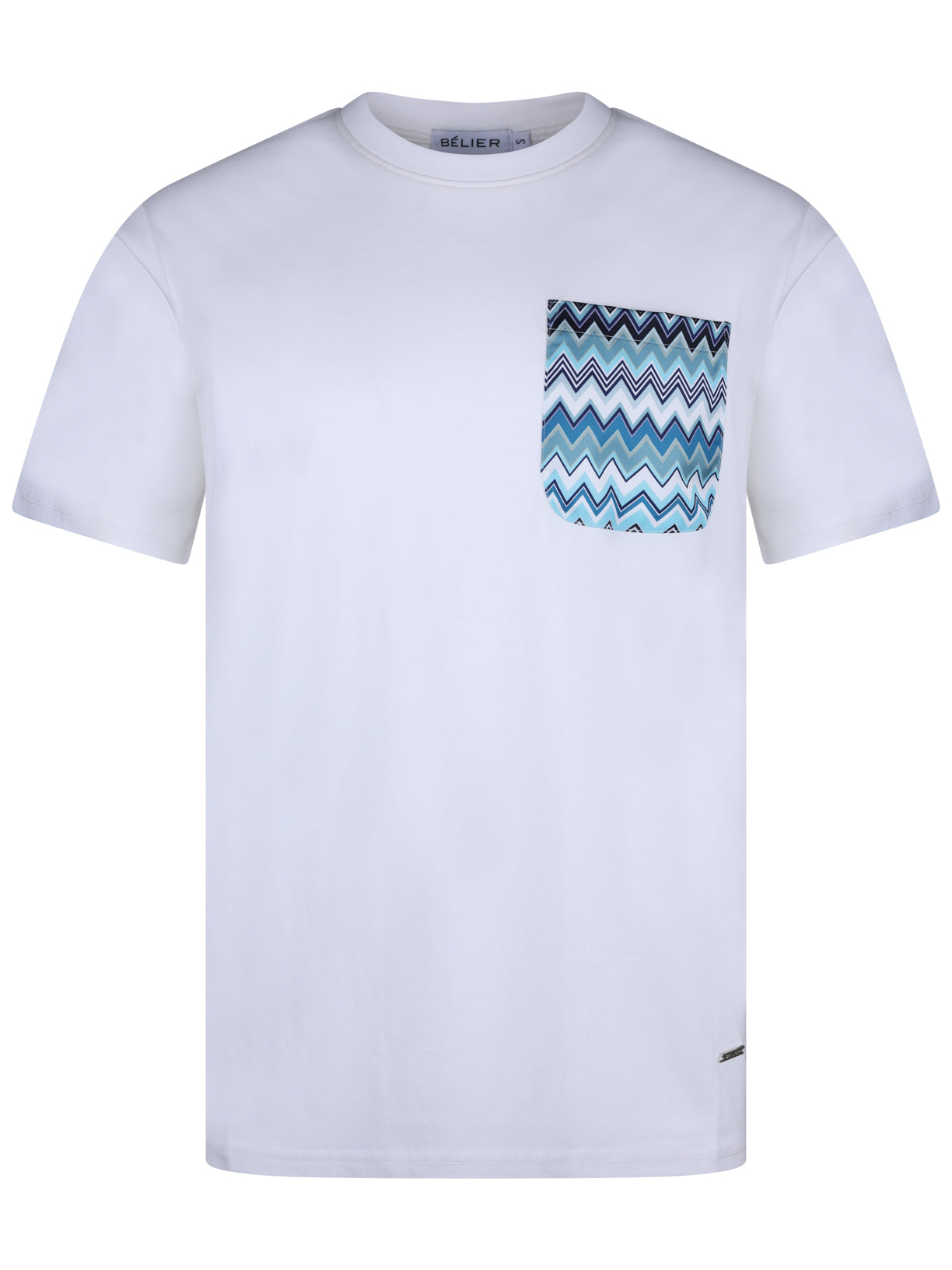 Load image into Gallery viewer, Belier Zag Print Tee White/Blue
